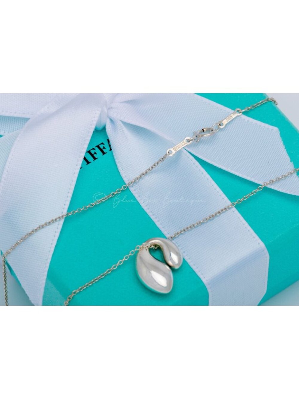 Tiffany & Co. Elsa Peretti Double Teardrop Vintage Necklace Pendant Silver 16" - Picture 6 of 8